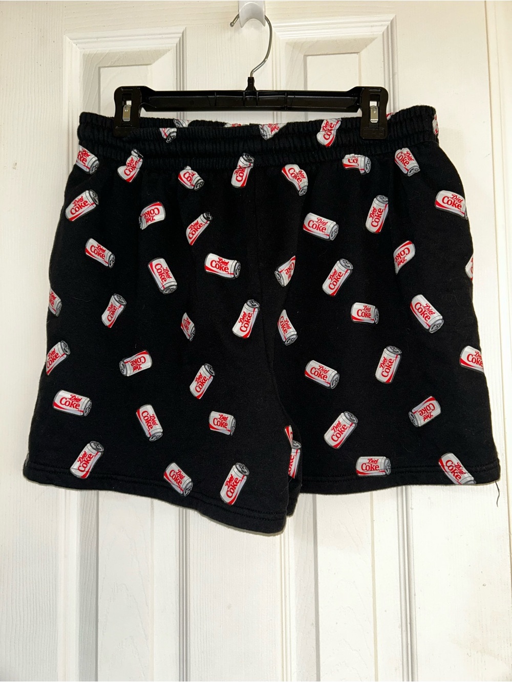 NWOT Coca-Cola Diet Coke Fleece Shorts Black Loungewear Sleepwear Ladies Size L - Picture 2 of 5